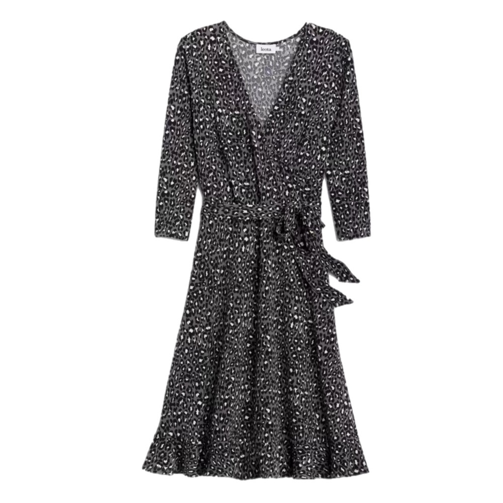 Leota • Libby Faux Wrap Knit Dress • Dark Gray • Large